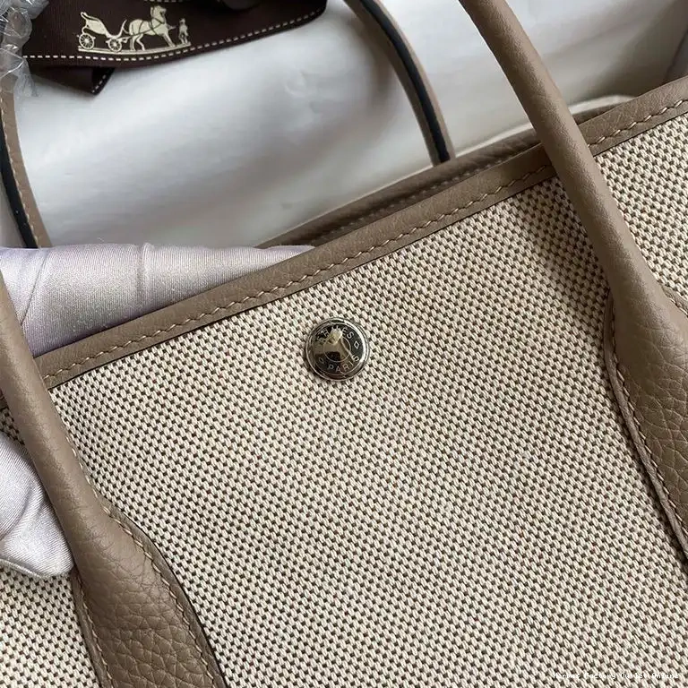 Affordable Hermes Grey Bag Canvas Party In Palladium Hardware Garden 0421